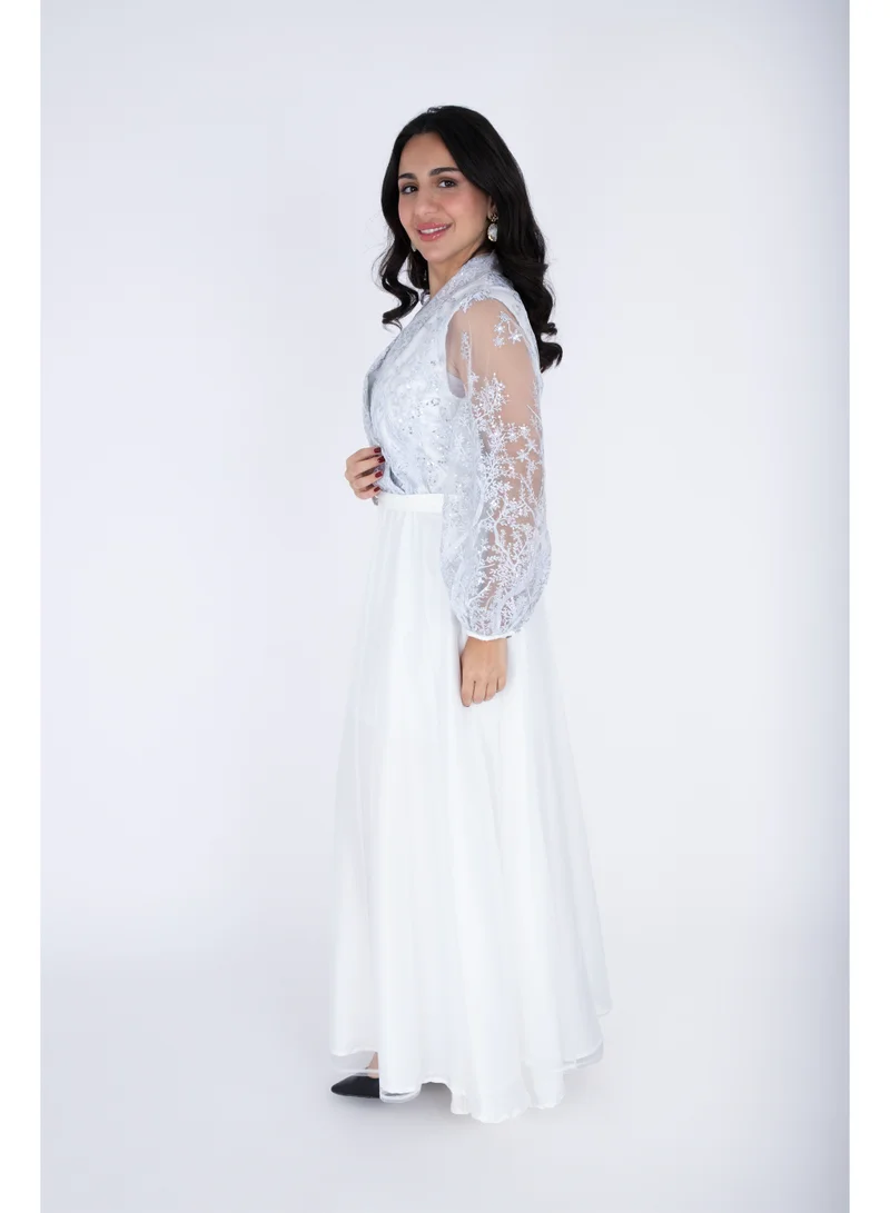 IKKXA  Chiffon Layered Dress Applique Design for Women | Best Price UAE