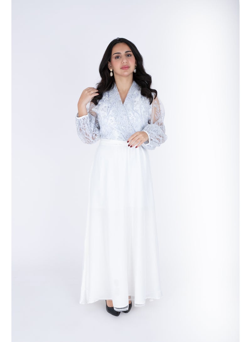 IKKXA Chiffon Layered Dress Applique Design - Image 1