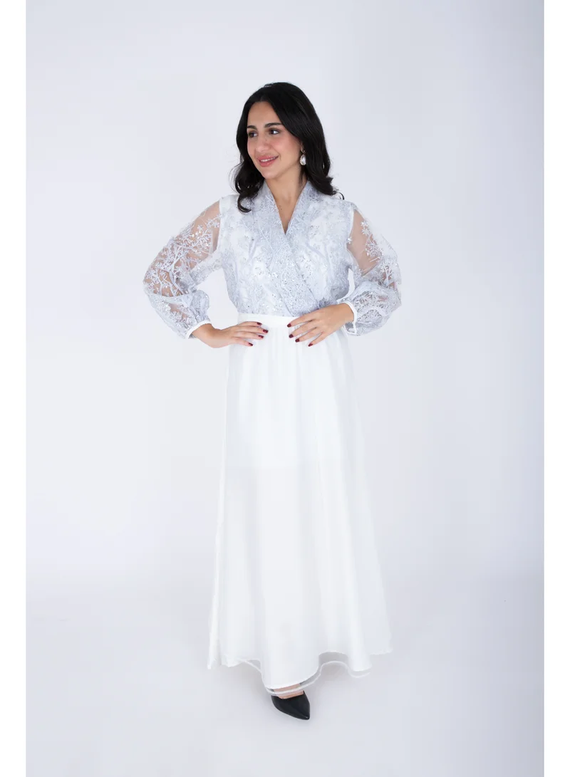 IKKXA  Chiffon Layered Dress Applique Design for Women | Best Price UAE