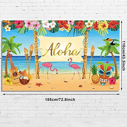 Sumind Hawaiian Summer Hawaiian Beach Photography Tropical Backdrop Luau Aloha Party Decoration Banner Tropical Backdrop for Photo Booth - Image 5