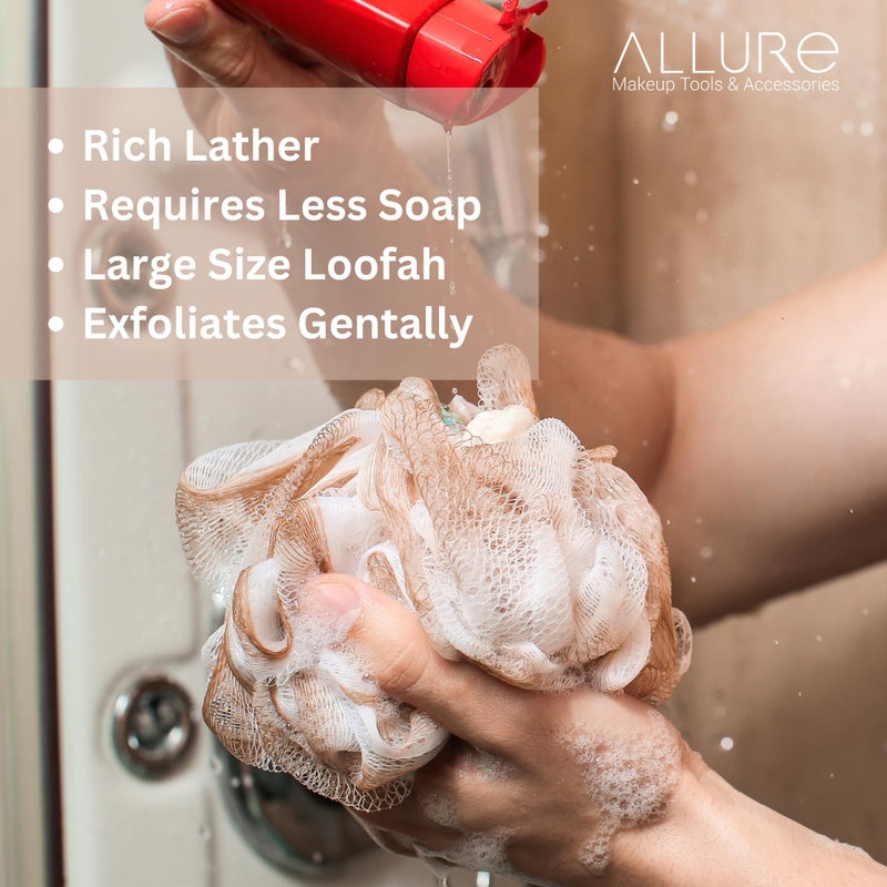 Allure Pack of 3 Luxury Loofah Sponge (Assorted color XL Size Loofah) - Image 4