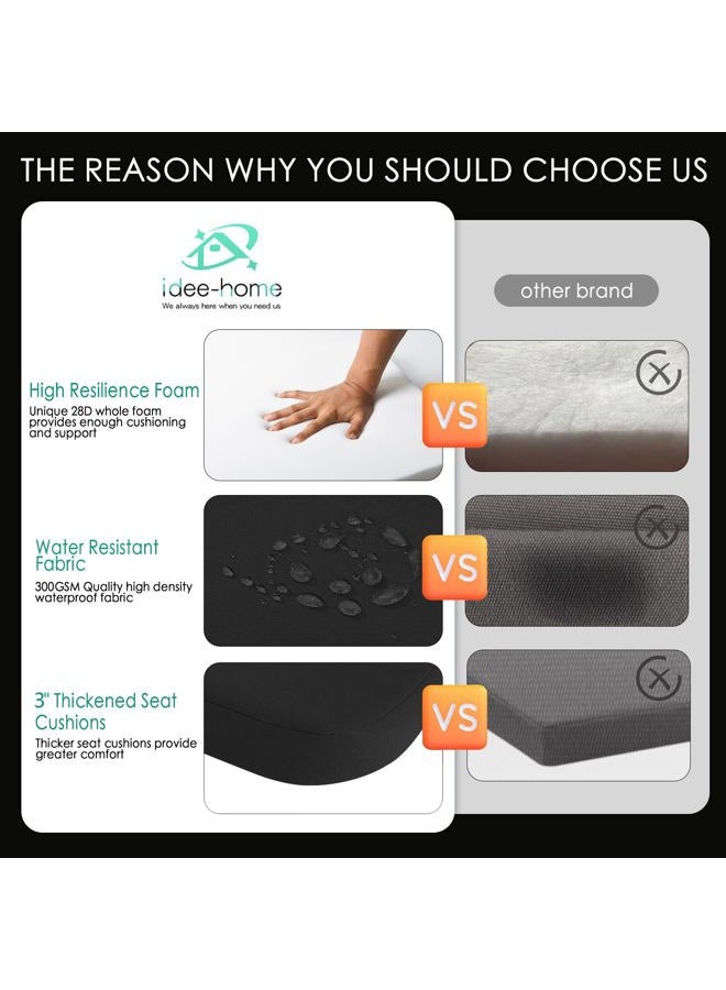 idee-home Outdoor Chair Cushions Set of 2, 17" x 17" x 3" Thick Patio Furniture Outdoor Seat Cushions Waterproof with Ties, Dining Pads - Image 3
