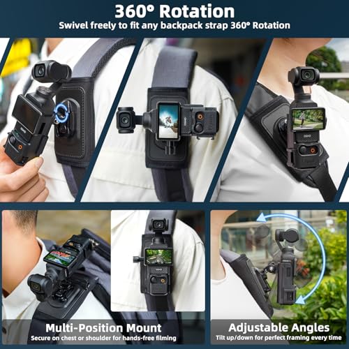 BRDRC Pocket 3 4 Backpack Mount, Bag Belt Shoulder Strap Mount Chest Holder with Expansion Adapter for DJI Osmo Pocket 3 4 Creator Combo Accessories - Image 3