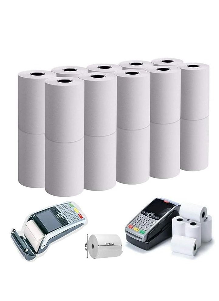 Generic 20 Rolls of 57x40 mm Thermal Paper Till Rolls, Cash Register Receipt, for PDQ POS EPOS EFTPOS, Credit Card Machine, Verifone, Barclays, Ingenico iCT200, iCT 220, iCT250, iCT 250 