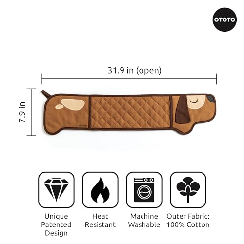 OTOTO Hot-Dog Double Oven Mitts Cute Funny - Gifts for Dog Lovers, Dachshund Themed Gifts, Heat Resistant, Kitchen Gadgets (Brown) - Image 3
