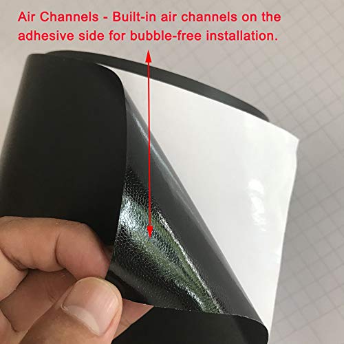 LZLRUN لفائف فينيل سوداء غير لامعة ذاتية اللصق مع تحرير الهواء من الفقاعات - مصنفة للاستخدام الخارجي للسيارات - 2 قدم × 5 أقدام سكين + أداة يدوية - Image 3