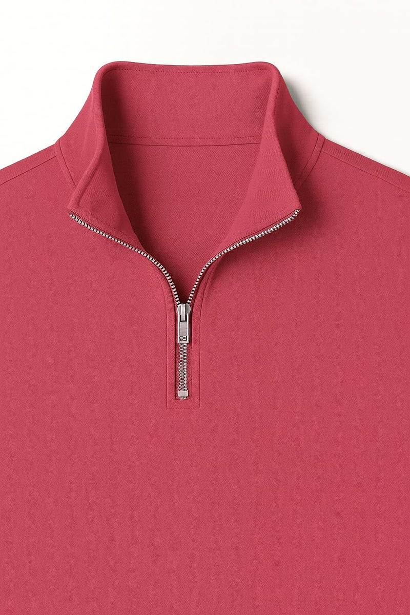 Mack Jonney Men’s Fleece Half-Zip Pink Color High Neck Sweatshirt | Warm & Stylish Winter Wear -M4607 - Image 5