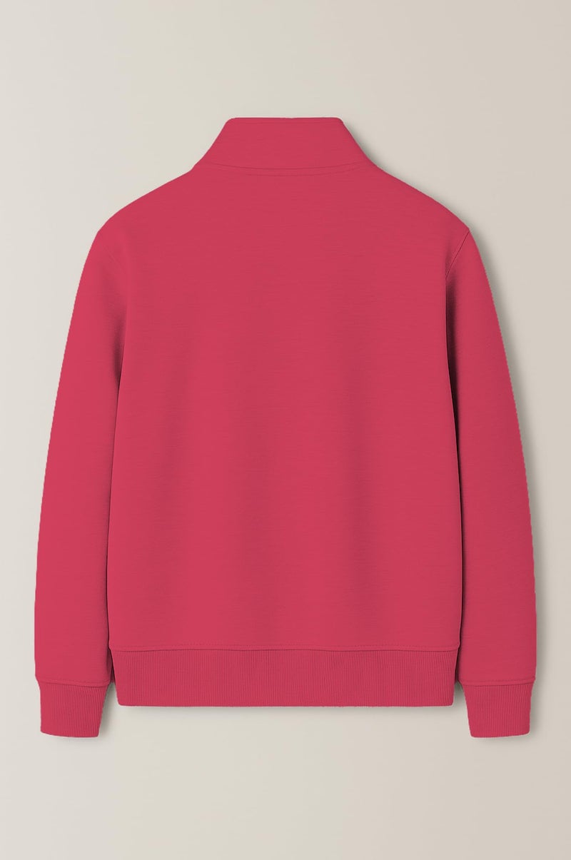 Mack Jonney Men’s Fleece Half-Zip Pink Color High Neck Sweatshirt | Warm & Stylish Winter Wear -M4607 - Image 3