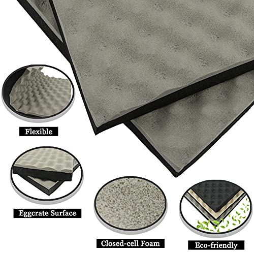 BXI Soundproofing Closed Cell Foam - 2 Pack Self-Adhesive 16'' X 12'' X 1.8'' Thickened Egg Crate Sound Proof Foam - Acoustic Foam Panels Great for Noise & Thermal Insulation (Gray) - Image 5