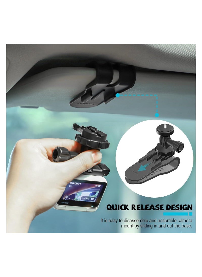 Adjustable Car Sun Visor Mount for GoPro, Insta360 X3/GO 3/ONE X2/ONE RS/GO 2/Osmo Action 4 - Versatile Clamp Holder with 1/4 Screw Adapter for Action Cameras. - Image 3