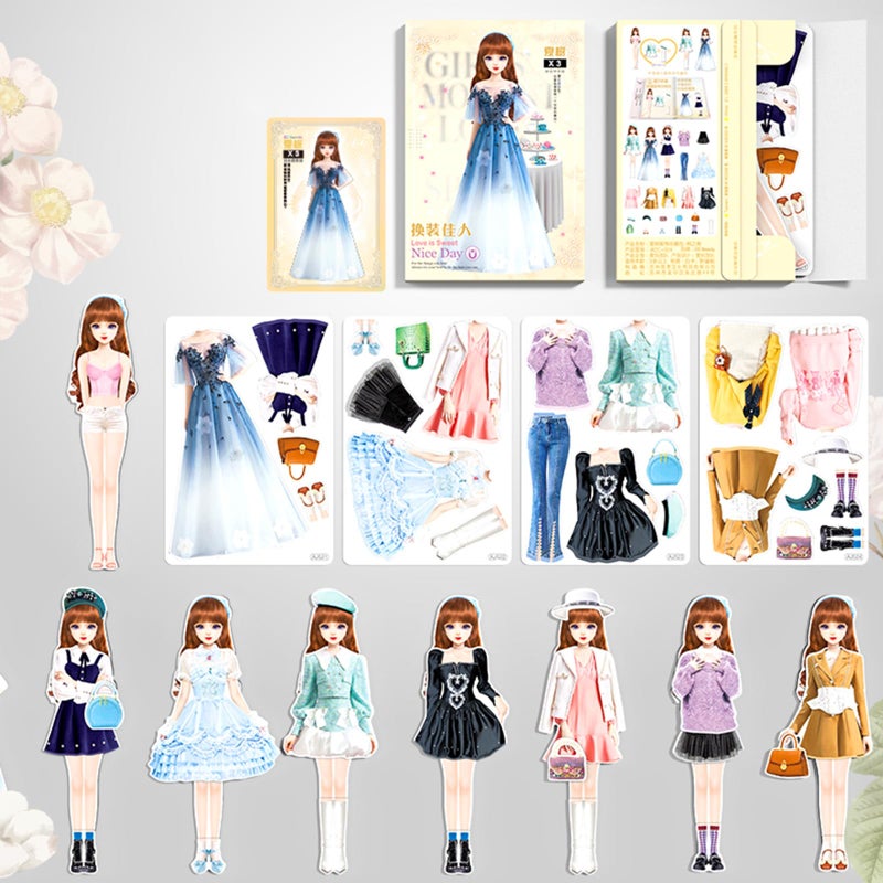 Daniel Axel Magnetic Princess Dress Up Paper Doll Pretend Play Toys Magnet People Clothes Puzzles Game for 3 Year Old Girls ToddlerPreschool Learning Created Imagine Set Birthday Gift F Set - Image 3