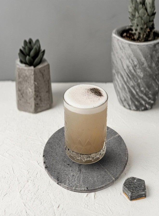 Little eXtra Marble Coasters Sets of 8- Grey Marble Stone Round Coasters for Table- Vintage and Handmade- Luxury Aesthetic Modern Coaster for Kitchen and Dining (10 X 10 X 0.6 Cm) - Image 5
