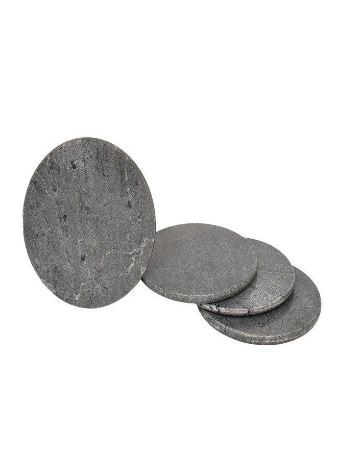 Little eXtra Marble Coasters Sets of 8- Grey Marble Stone Round Coasters for Table- Vintage and Handmade- Luxury Aesthetic Modern Coaster for Kitchen and Dining (10 X 10 X 0.6 Cm) - Image 2