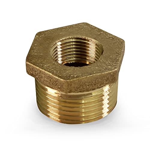 SUPPLYGIANT Everflow CSCV1141 1-1/4'' Male x 3/4'' Female NPT No Lead Bushing Fitting with Hexagonal Head, Brass Construction Higher Corrosion Resistance Economical & Easy to Install, 19 - Image 1