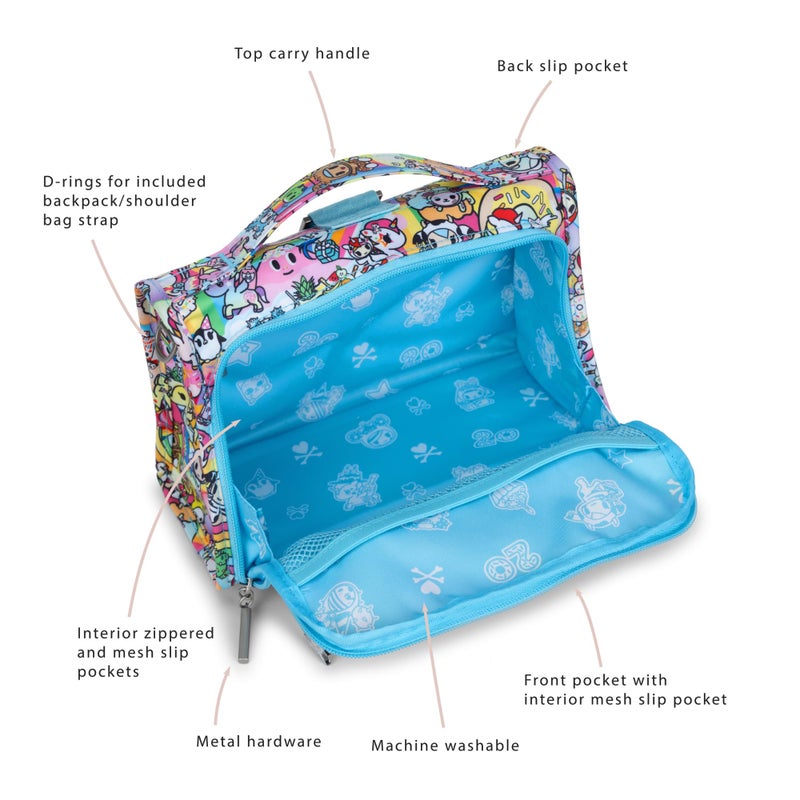 JuJuBe x tokidoki 20th Anniversary Celebration Bestie Small Messenger Bag, Crossbody Purse for Women, Mom and Baby Essentials, Detachable and Adjustable Straps, 6 Storage Pockets, Machine Washable - Image 4