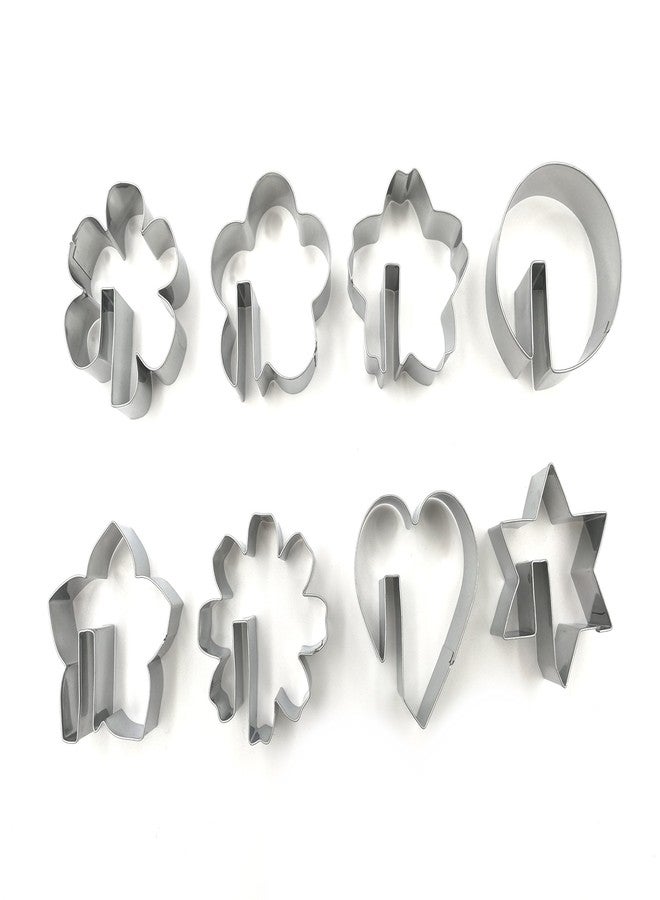 JOKUMO Bite Sized Over the Edge Mug Rim Cookie Cutters Set - 8 PC High Grade 430 Stainless Steel -Hexagram, Circle, Heart and 5 variation of Flower - Image 2