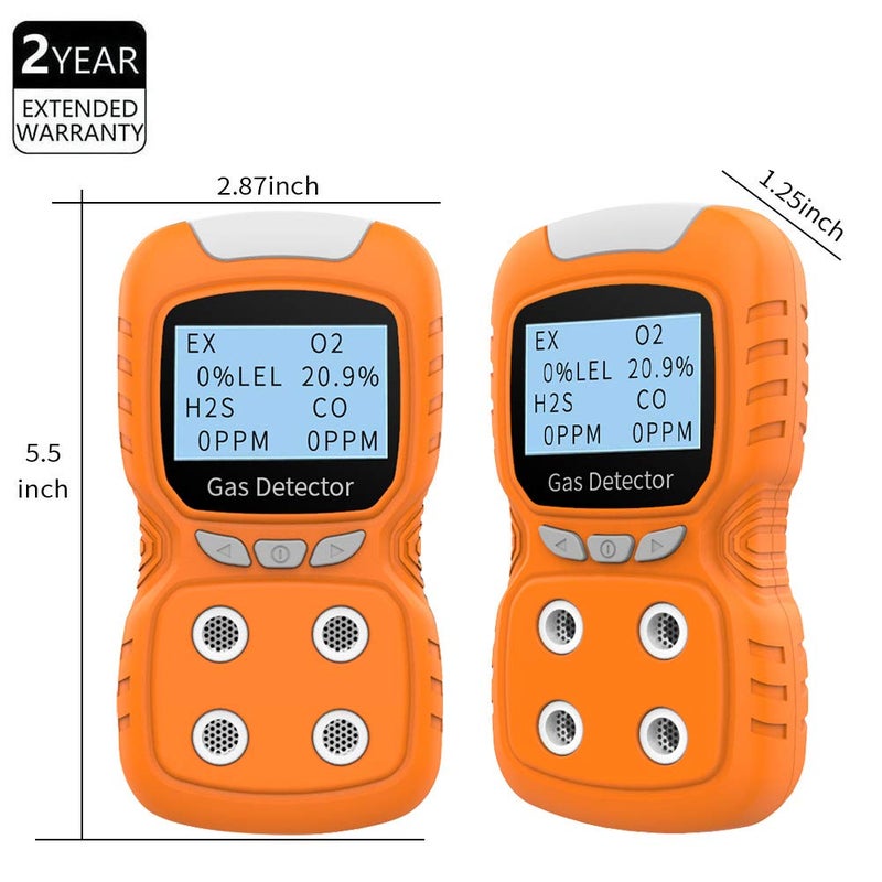 XLA Alert Portable Gas Detector, Gas Clip 4 Gas Monitor Meter Tester Analyzer, Rechargeable LCD Display Sound Light Shock Air Quality Tester, 2 Year Detectorâ€¦ - Image 3