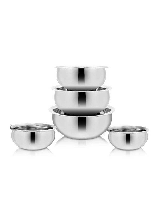Nirvika Stainless Steel Handi Set Kitchen appliances Cooking Serving cookware Steel Dinner Set Bowl Pot Pan Combo tapeli/pateli/bhagona/Milk pan Set of 5 Piece 425 ml, 550 ml, 850 ml, 1250 ml 1500 ml - Image 4