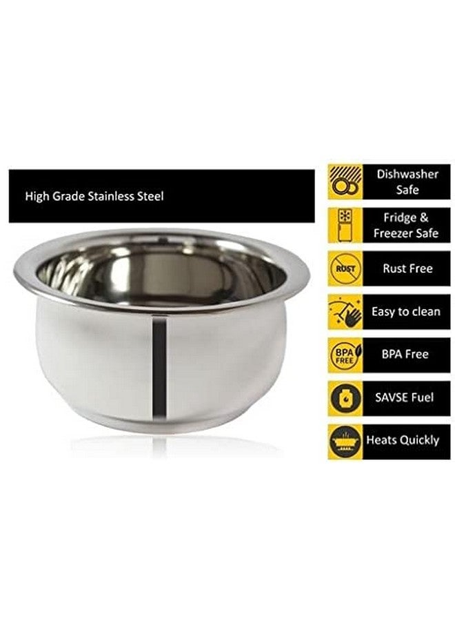 Nirvika Stainless Steel Handi Set Kitchen appliances Cooking Serving cookware Steel Dinner Set Bowl Pot Pan Combo tapeli/pateli/bhagona/Milk pan Set of 5 Piece 425 ml, 550 ml, 850 ml, 1250 ml 1500 ml - Image 3