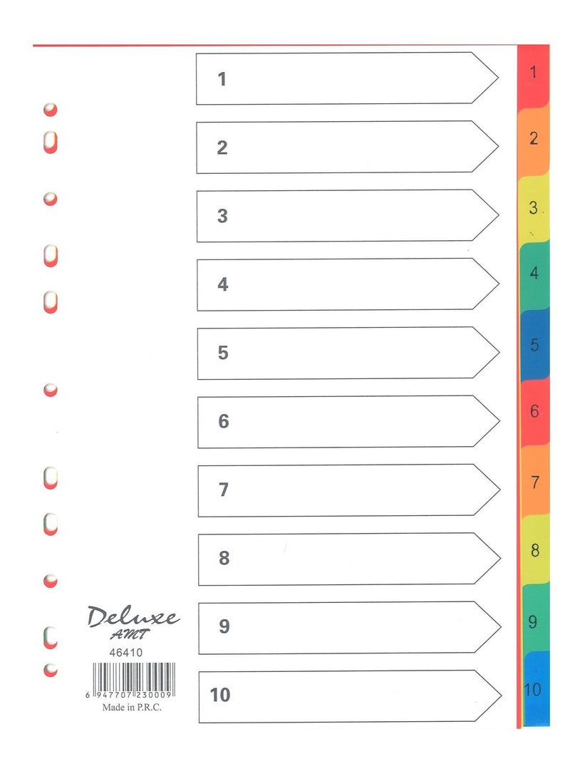 Deluxe Amt 5-Pack 10 Tab Plastic Divider Multicolour  - Image 2