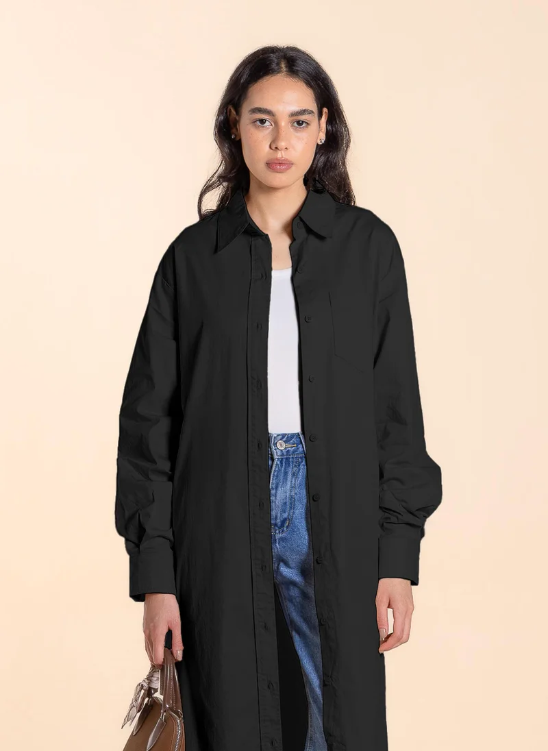 SHAPES MAXI COTTON SHIRT DRESS