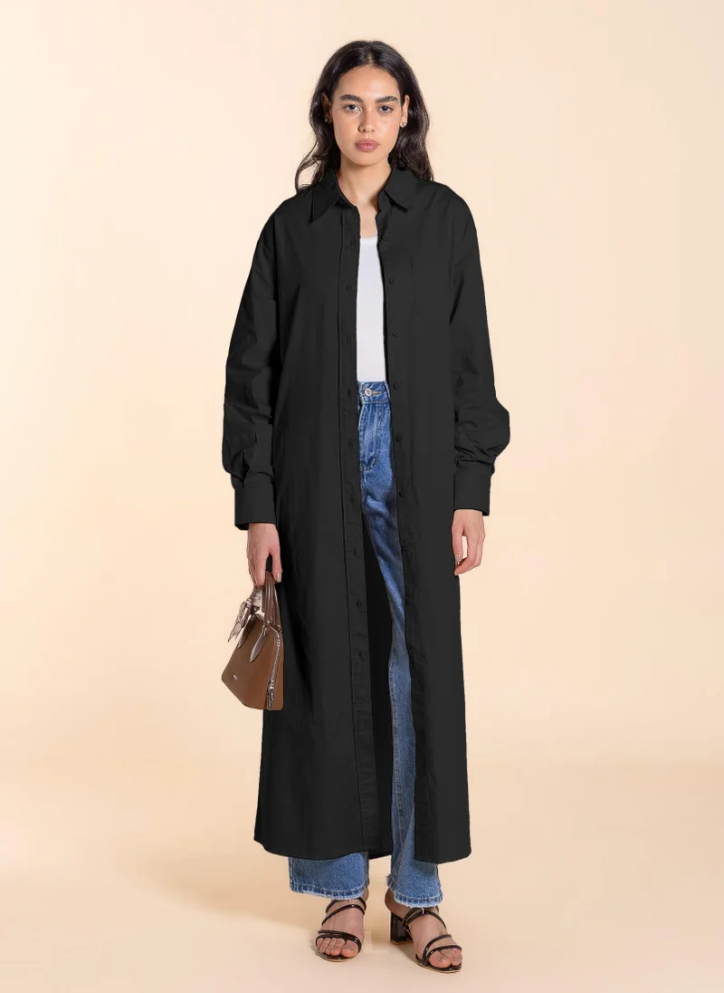 SHAPES MAXI COTTON SHIRT DRESS