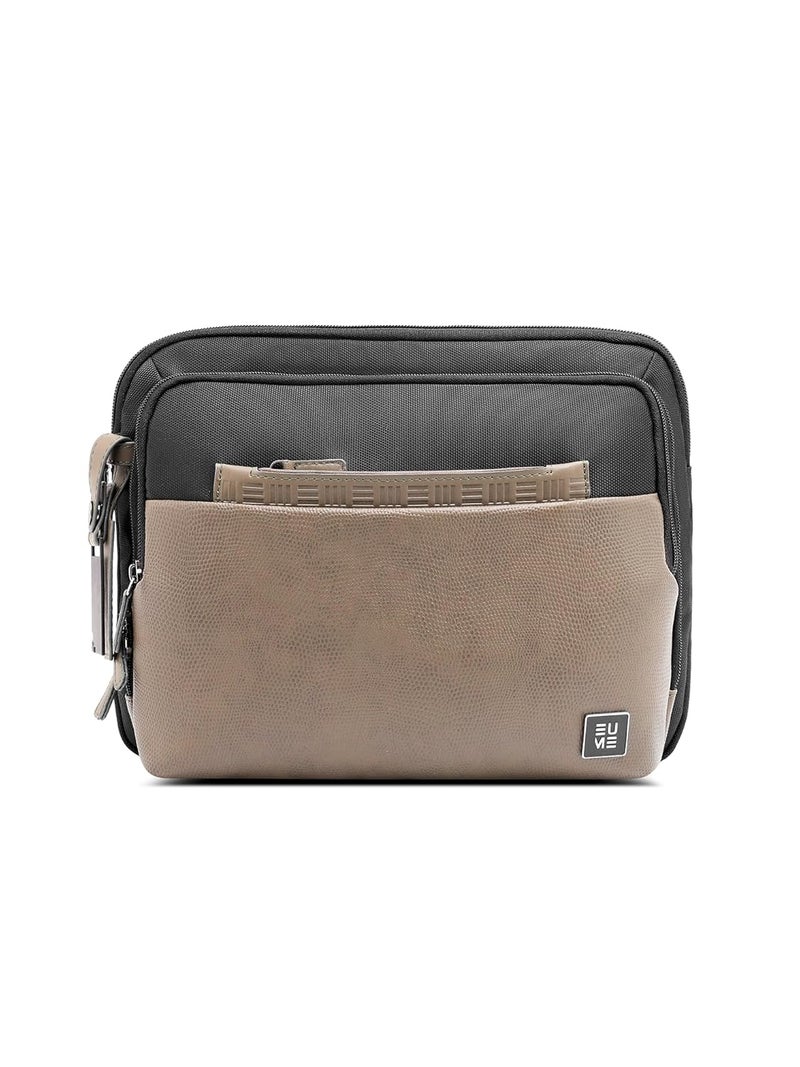 EUME Workport Tablet Sling Bag for Men | Office Bag for Men & Women | With Padded Compartment | Vegan Leather & Nylon Fabric | Fits MacBook Air 13", iPad 7L & Tablets Up to 13" - Image 1