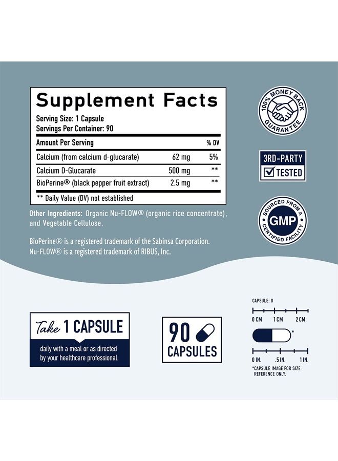 SMNutrition Calcium D-Glucarate | 500mg | CDG for Liver Detox & Cleanse, Metabolism, Hormone Balance, & Menopause Support* | Vegan.org Certified, Non-GMO, Gluten-Free Calcium D Glucarate | 90 Ct. (3-Month Supply)  - Image 3