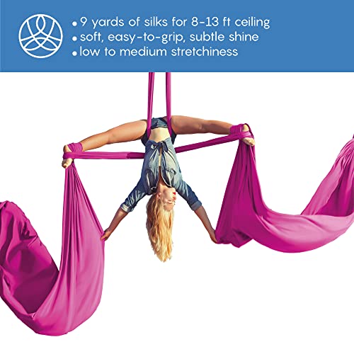 Aum Active Aerial Silks Starter Kit - Durable 9 Yards of Aerial Yoga Hammock with Hardware & Guide - Aerial Swing for Acrobatic Flying Yoga & All Levels (Aerial Rigging Point Up to 13ft) - Image 2