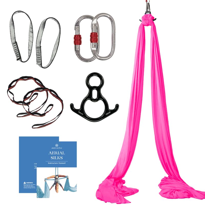 Aum Active Aerial Silks Starter Kit - Durable 9 Yards of Aerial Yoga Hammock with Hardware & Guide - Aerial Swing for Acrobatic Flying Yoga & All Levels (Aerial Rigging Point Up to 13ft) - Image 1