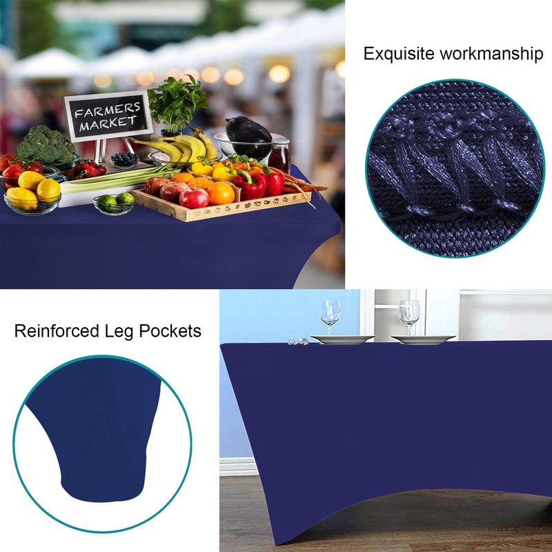 RELIANCER 2 Pack Stretch Spandex Table Covers for Rectangular Tables,6FT Elastic Fitted Tablecloth,Universal Rectangular Table Cloth Protector for Outdoor Party,Wedding,Bar,Birthday,Banquet,Events - Image 4