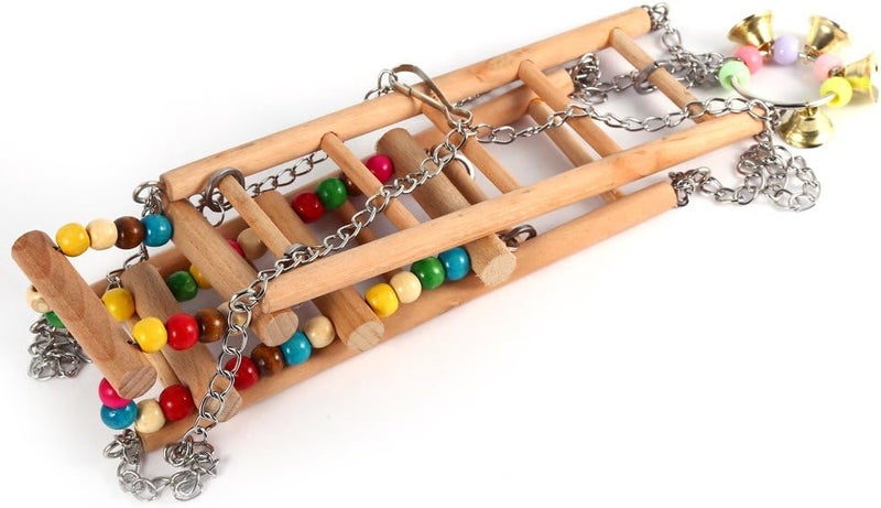 klarako Ladder Bird Toy, Wooden Rainbow Bridge Steps Stairs Climbing Swing Double-Layer Toys for Pet Hamster Parakeet Budgie Cockatiel Trainning - Image 4