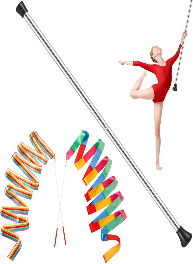TOXYMHO Kids Baton, 28-Inch Stainless Steel Twirling Baton for 3-15 Years Old Dance Beginners | Includes 1 Gymnastics Wand & 2 Dance Ribbons, Easy-to-Use (Black) - Image 1