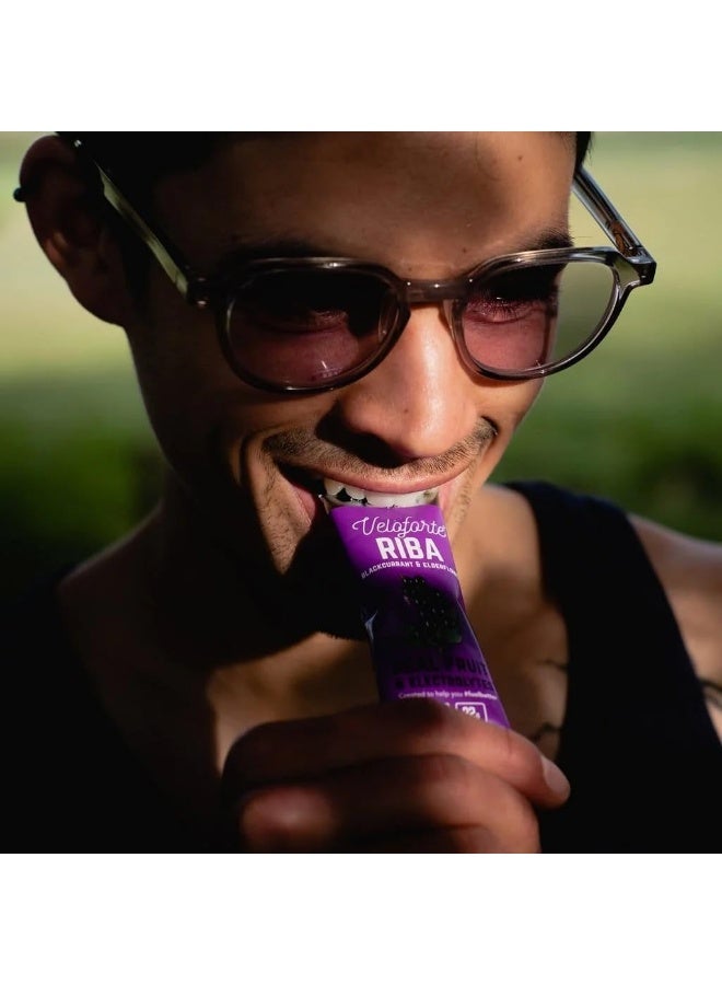 Veloforte Riba Natural Energy Gel - Blackcurrant & Elderflower - 22g Carbs, 110mg Electrolytes, Caffeine Free, Vegan & Gluten Free - 9 x 33g (Pack of 9) - Image 2