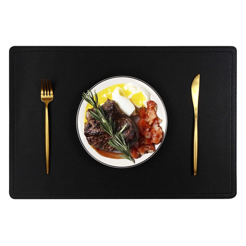 Set of 6 Faux Leather Placemats PU Table Mats Waterproof Stain Resistant Heat Resistant NonSlip Easy to Clean for Kitchen Dining TableConference Table