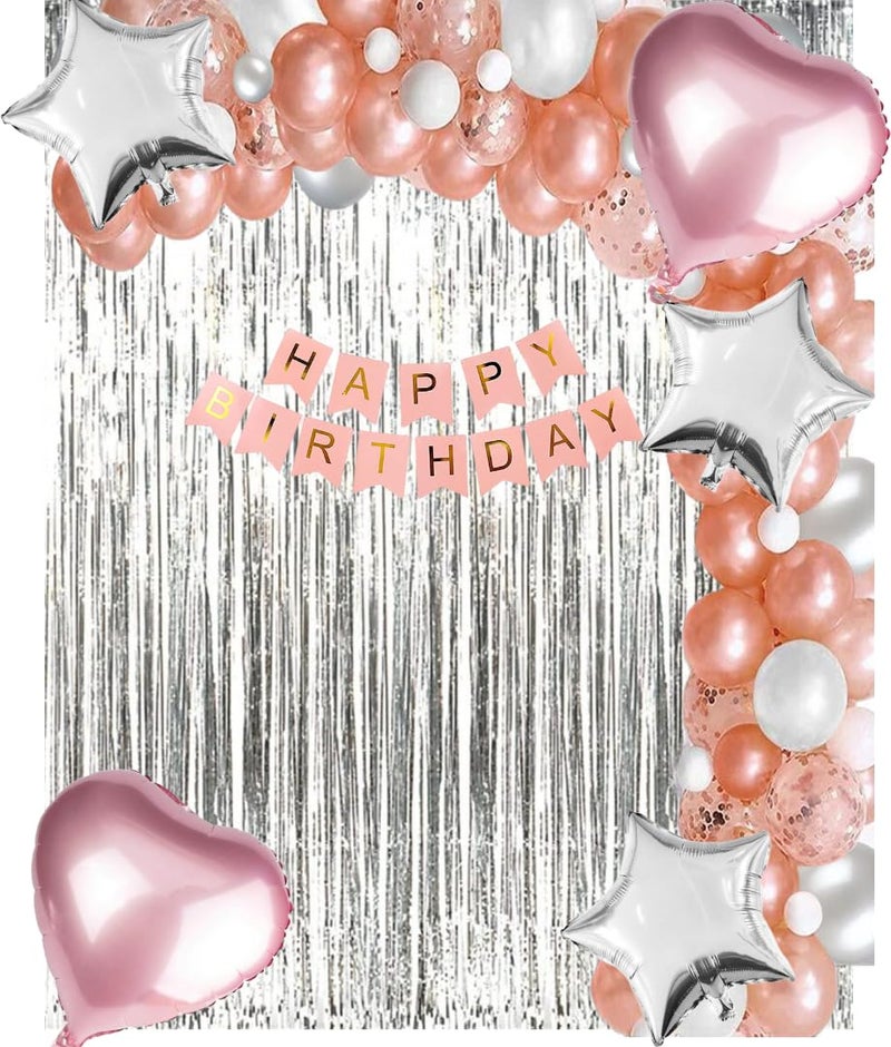 FOOGAA Princess Happy Birthday Balloon Decoration Kit With Pump (Set of 61) - Image 1
