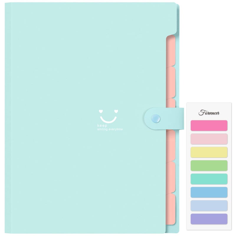 Forvencer Accordion File Organizer, Letter Size Expanding File Folder with 7 Pockets, Portable Document Paper Bill Organizer with Labels, File Folders for Home College School Office Supplies,Jade - Image 1
