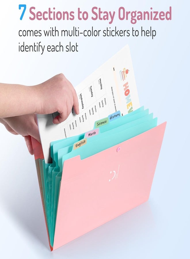 Forvencer Accordion File Organizer, Letter Size Expanding File Folder with 7 Pockets, Portable Document Paper Bill Organizer with Labels, File Folders for Home College School Office Supplies,Jade - Image 2