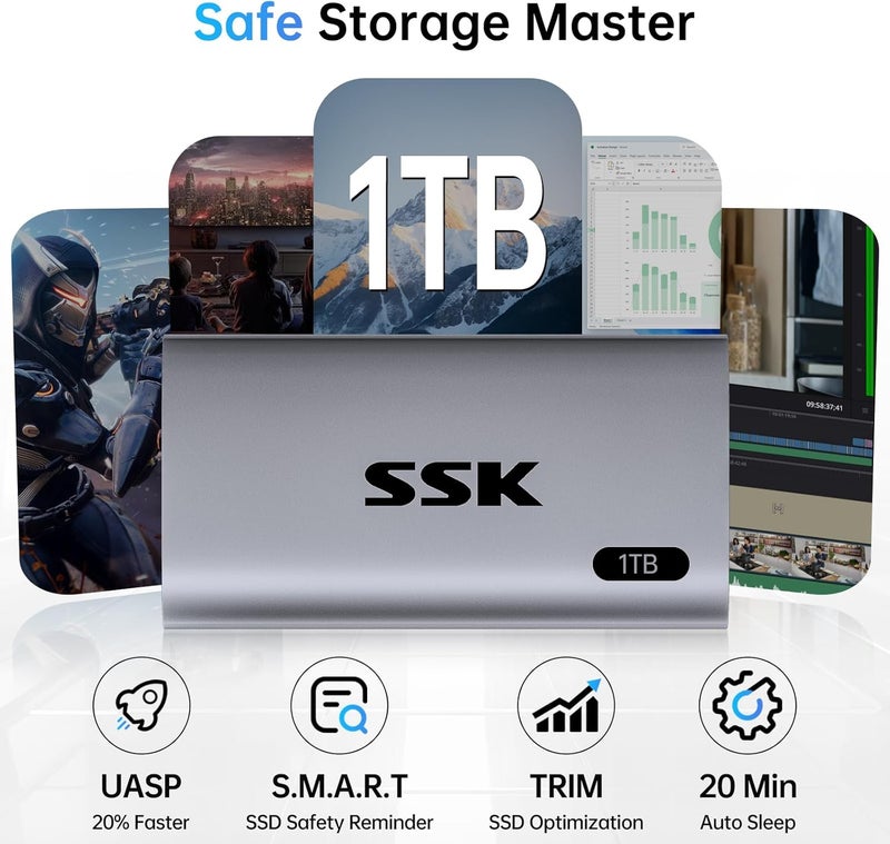 Protable SSD Up to 550MB/s, External SSD USB 3.2 Gen 2 Fast Speed, External Solid State Drive with LED light, Trim for Windows, Mac, Android, iPhone 15/Pro, 1TB - Image 4