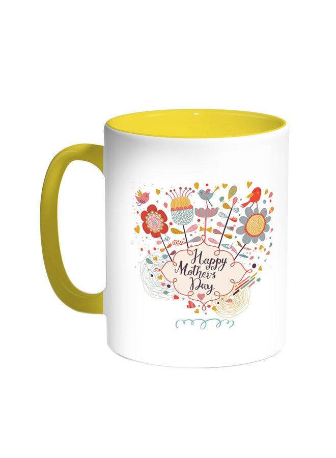 RKN Happy Mother's Day Printed Coffee Mug Yellow/White 11ounce - Image 1