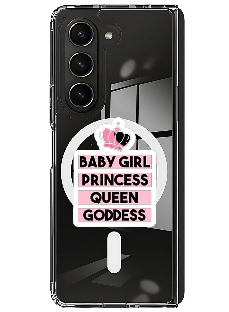 Theodor Magnetic Case for Samsung Galaxy Z Fold 6 Compatible with MagSafe Wireless Charging, Shockproof Phone Bumper Cover Baby Girl Princess white - Image 1