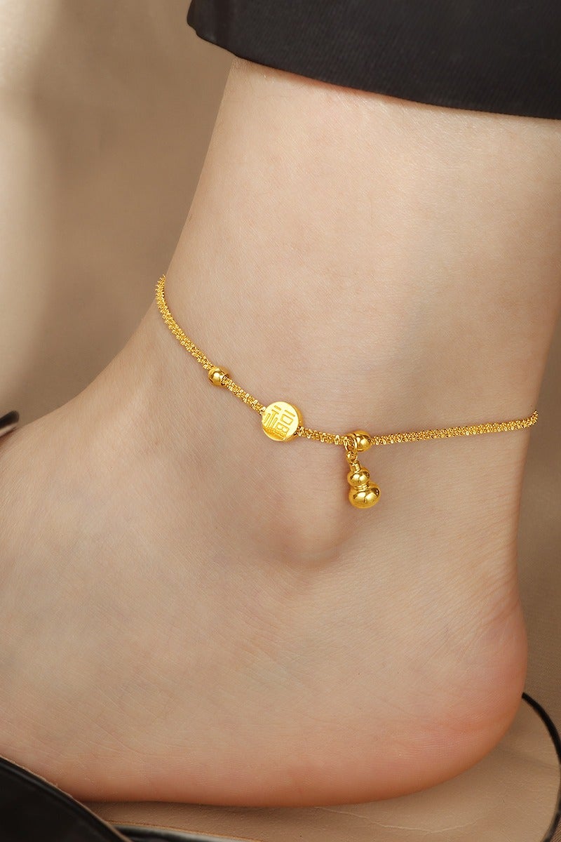 Showday Anklet for ladies in gold, waterproof anklet adjustable (22-27cm) stainless steel I women foot jewelry - Image 4