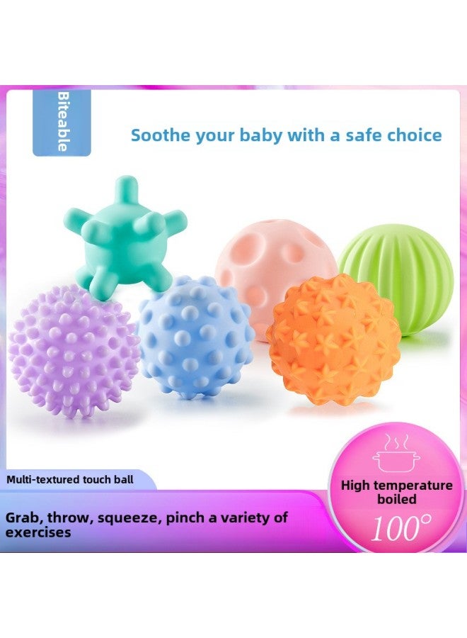 إسكدنيا Newborn Baby Hand Ball Baby Grip Training Sensory Toy Touch Ball 6-12 Months Boiled Massage Ball-Color:6-piece Clutch Set - Image 1