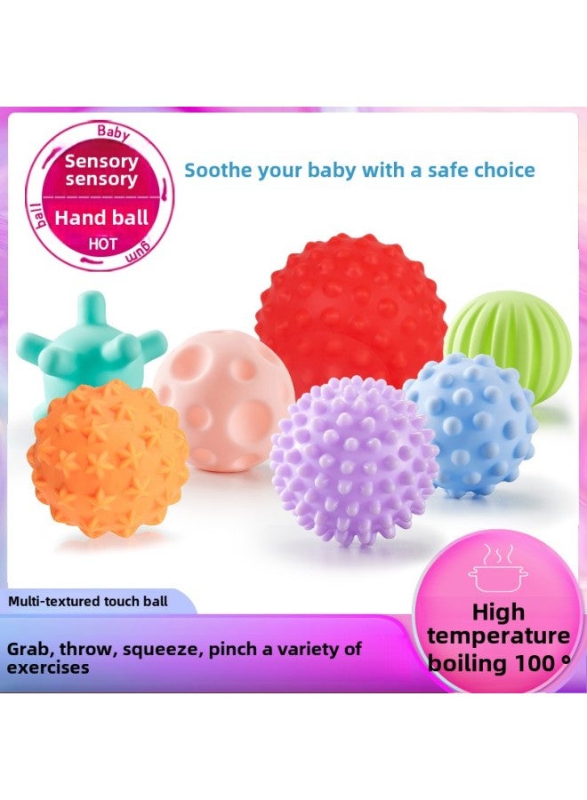 إسكدنيا Newborn Baby Hand Ball Baby Grip Training Sensory Toy Touch Ball 6-12 Months Boiled Massage Ball-Color:6-piece Clutch Set - Image 2
