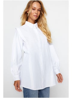 Ecru Ribbed Woven Shirt TCTAW24TG00005