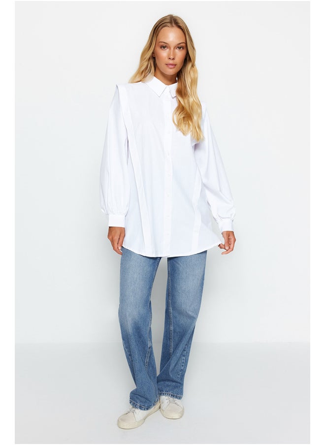 trendyol - Ecru Ribbed Woven Shirt TCTAW24TG00005 - Image 1