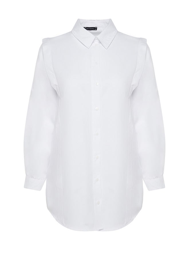 trendyol - Ecru Ribbed Woven Shirt TCTAW24TG00005 - Image 1