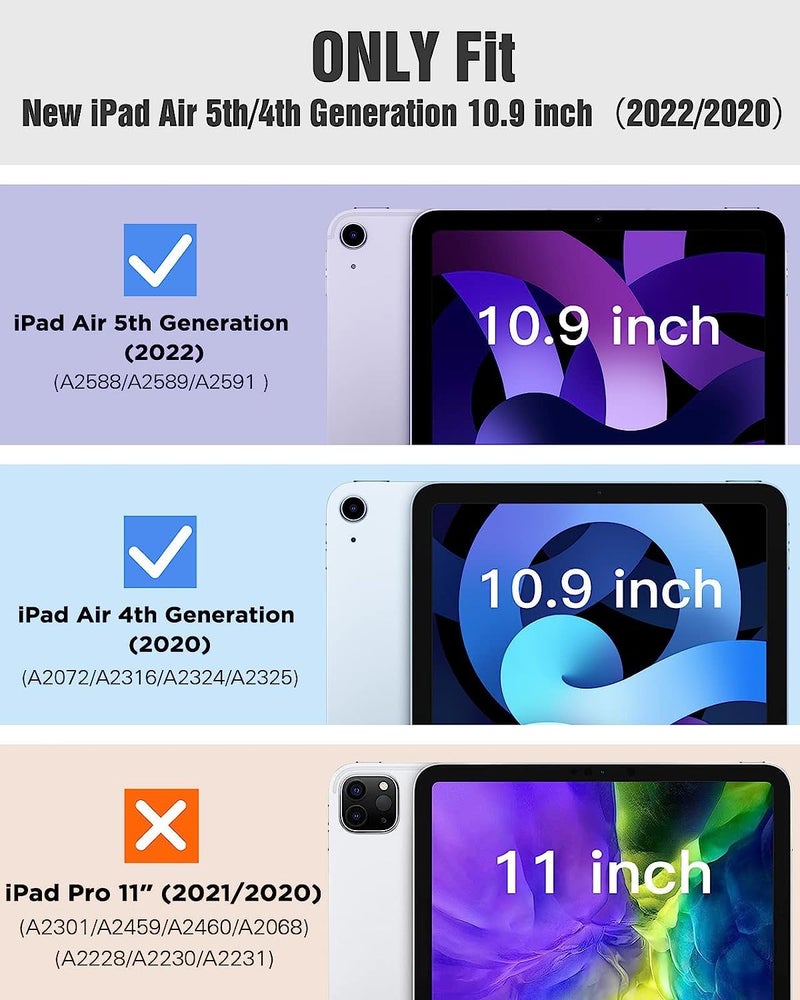 MOCA for iPad Air 11 Inch Case (M3/M2-2025/2024), iPad Air 5th Generation 2022/4th Gen 2020 10.9 Inch, Slim Hard Translucent Back Cover, Support Auto Wake/Sleep - Image 2