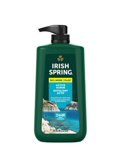Irish Spring Active Scrub Exfoliating Body Wash for Men 24Hour Fresh Face and Body Wash Mens Body Wash Biodegradable Ingredients Paraben Free Cool Fresh Scent 30 fl oz Pump Bottle
