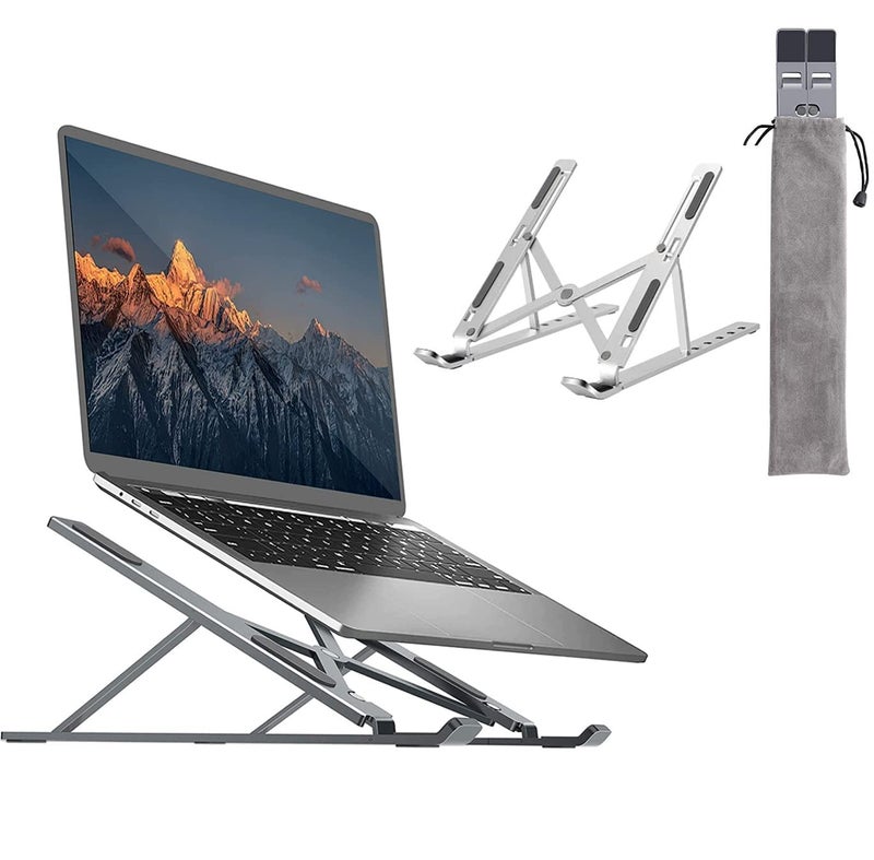 Wefly Wefly Aluminium Alloy Laptop Stand Compatible with 9156 inch Laptops Angles Adjustable Tabletop Anti Slip Silicon Rubber Pads Foldable Velvet Pouch Inside ZebNS2000 Silver Laptop Stand 